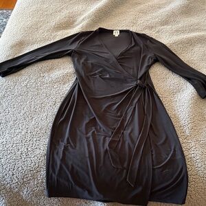 Anne Klein Black Long-Sleeve Wrap Dress